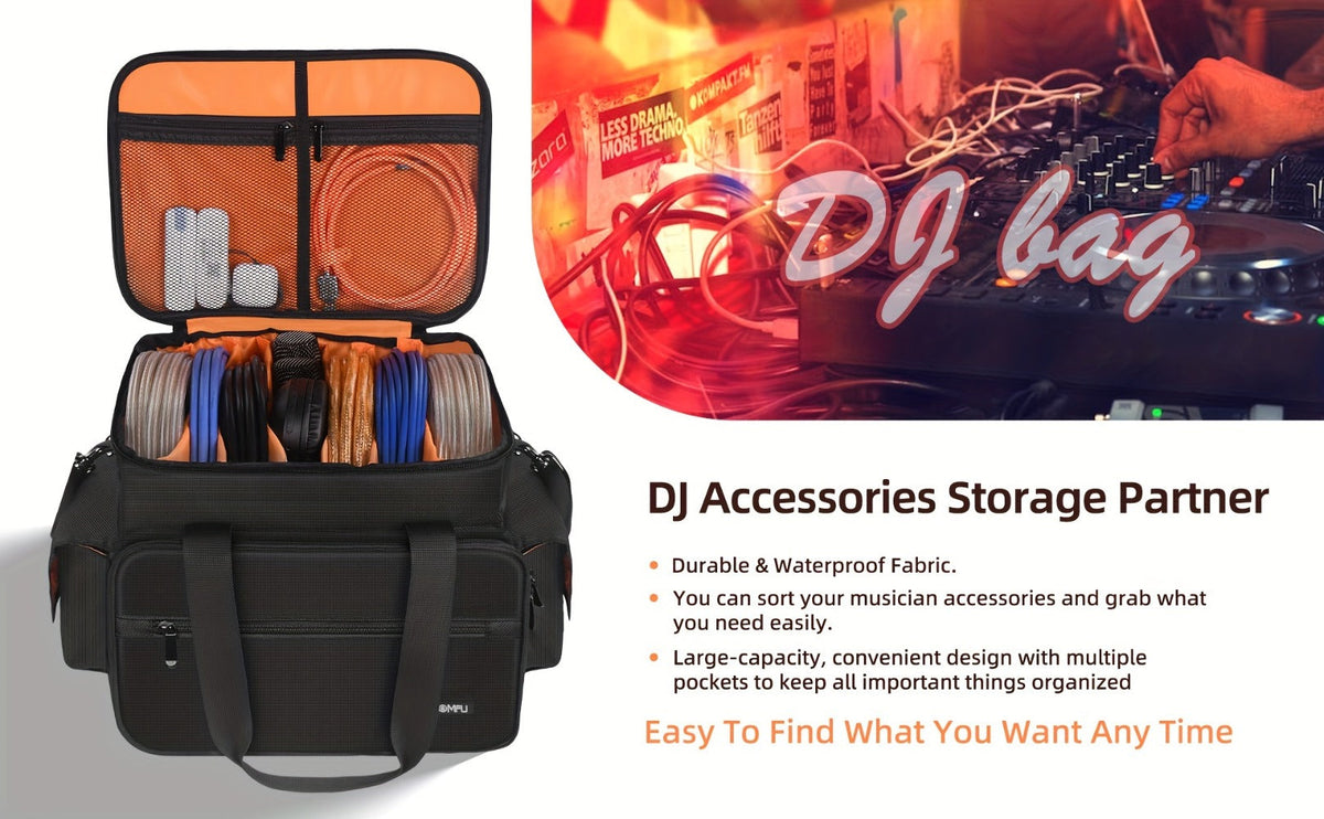 DJ Gig Bag with Removable Dividers – Padded Controller Mixer Carrying Case | Modular Interior, Touring Studio Travel Ready, Black