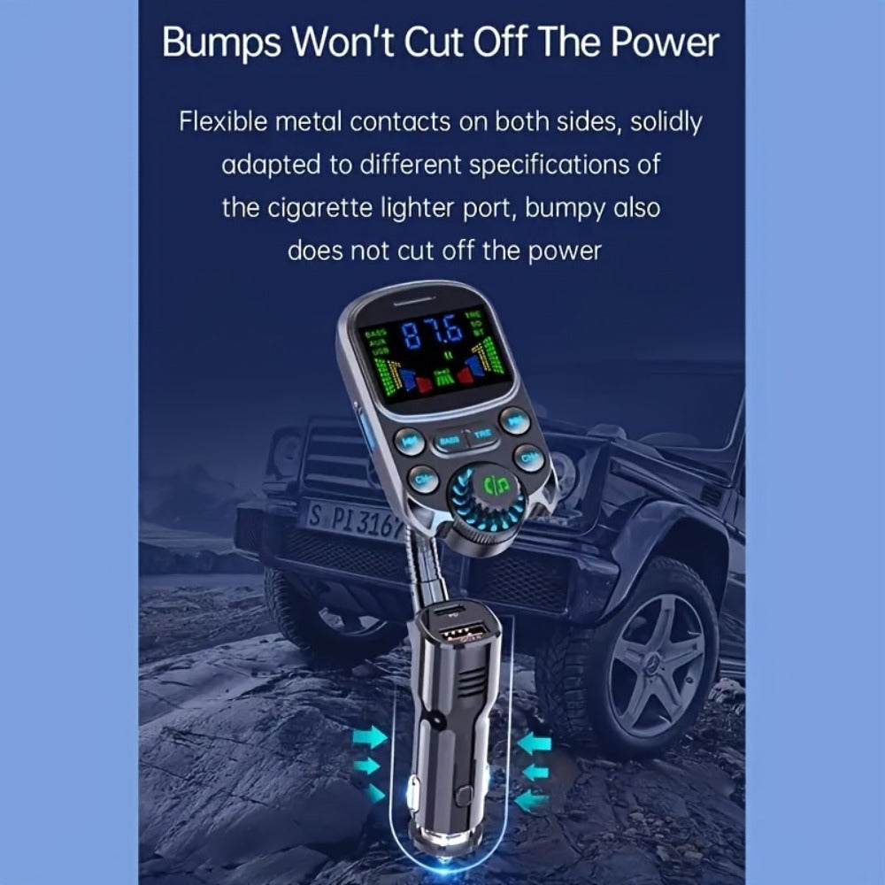 Car FM Transmitter Bluetooth 5.3 with QC3.0 & PD 30W Fast Charging, Hands-Free Car Kit, Bass Boost, 3.5mm AUX Audio Input, MP3 Player – Wireless Car Audio Adapter for iPhone Android