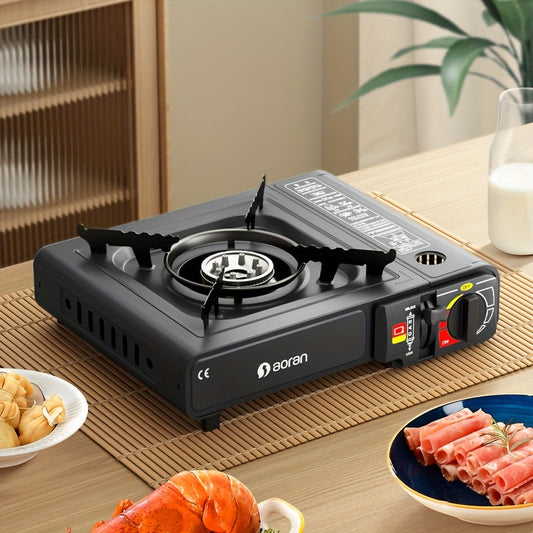 Portable Butane Cassette Stove with Piezo Ignition, Red and Black Set Options