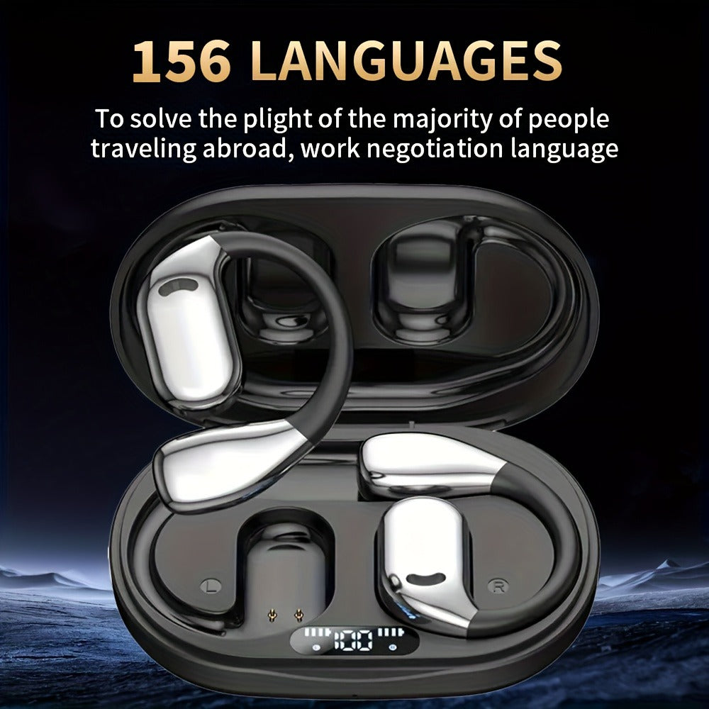 Bone Conduction AI Translation Earphones 156 Languages 3-in-1 Real-Time Wireless Headphones for Travel Business Learning Black Beige Dark Blue Green
