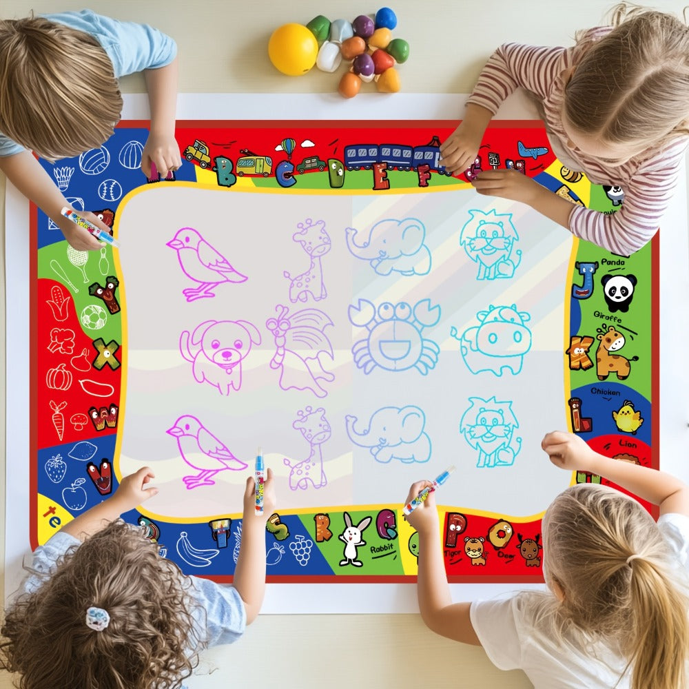 Reusable Water Doodle Mat for Kids with 2 Water Pens – Large Size Mess-Free Drawing Pad, Non-Toxic Educational Art Toy, Interactive Gift for Boys & Girls Ages 2-8