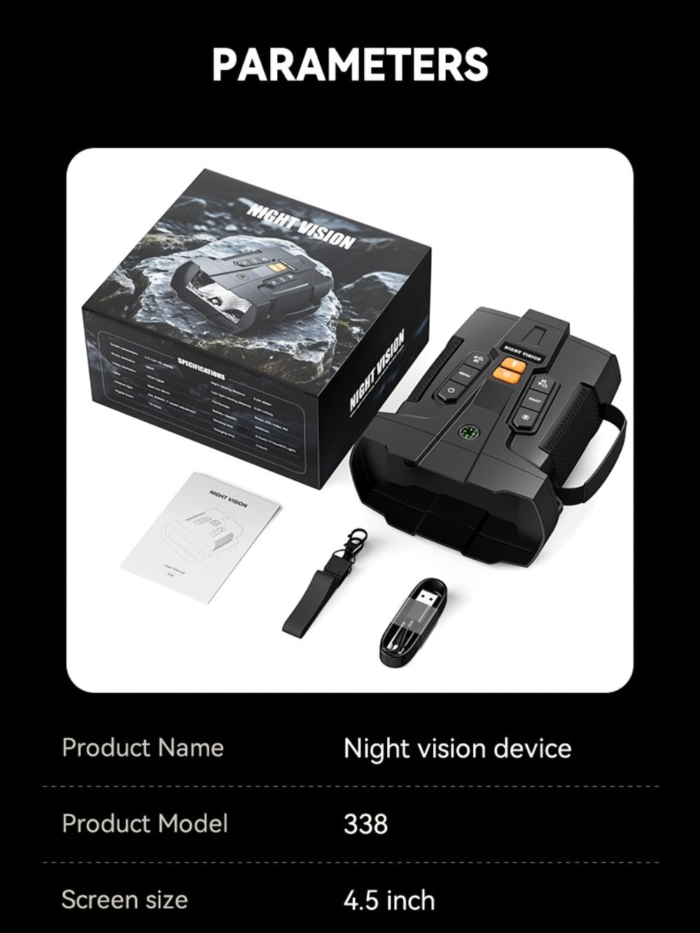 Night Vision Binoculars 4K Ultra HD with 4.5" Screen, 10X Digital Zoom & 5000mAh Battery – Digital Night Vision Goggles for Camping, Hunting, Security & Outdoor Observation, USB Rechargeable