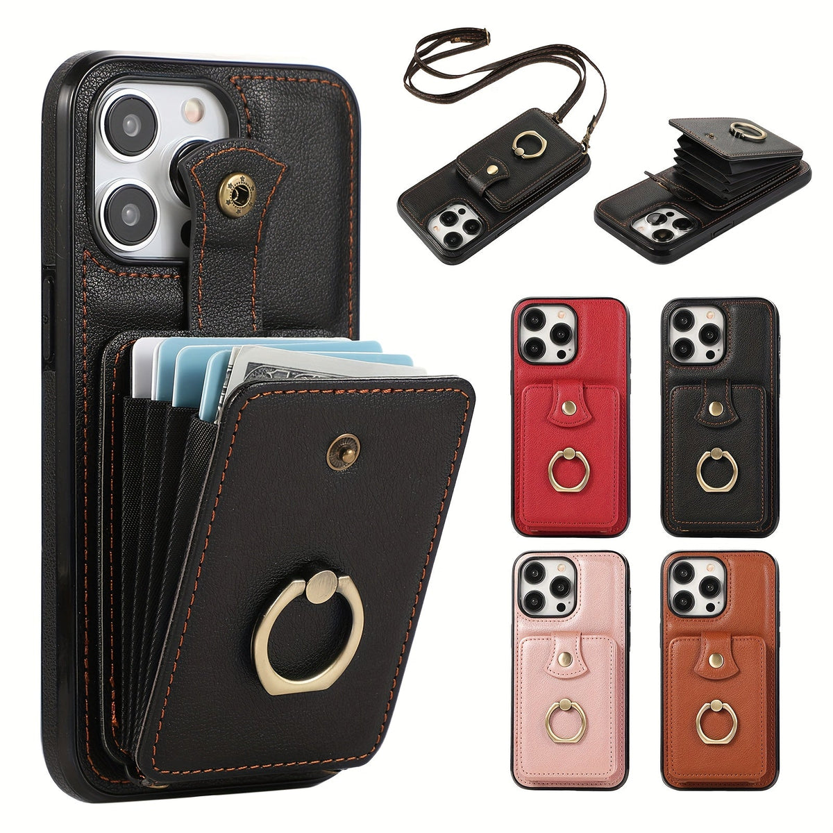 RFID Blocking iPhone Wallet Case with Magnetic Card Holder Kickstand MagSafe Compatible Shockproof Armor Bumper Wireless Charging Support for iPhone 16 15 14 13 12 Pro Max Plus Series