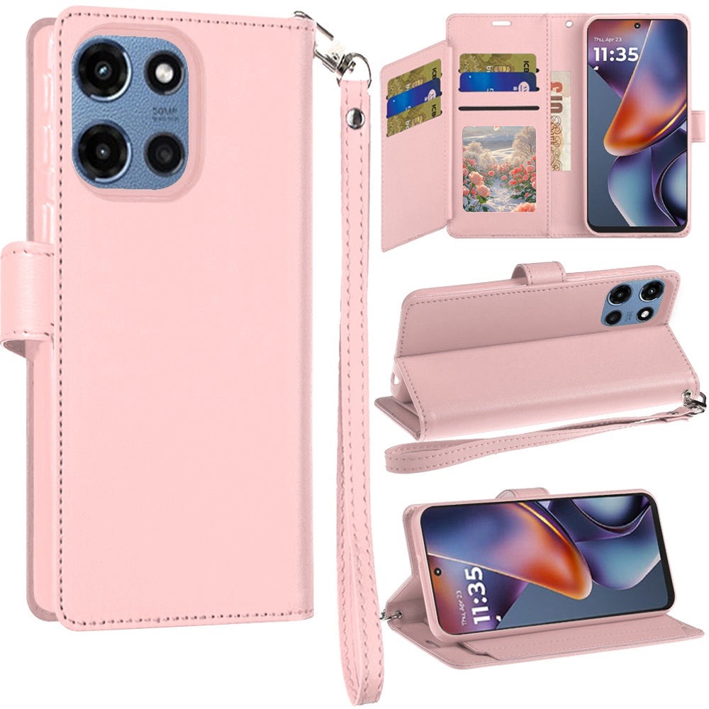 Moto G 5G 2025 Wallet Case PU Leather Folio with 5 Card Slots Cash Pocket Magnetic Closure Kickstand for Motorola Moto G 5G 2025 – NOT for 2024/2023/2022
