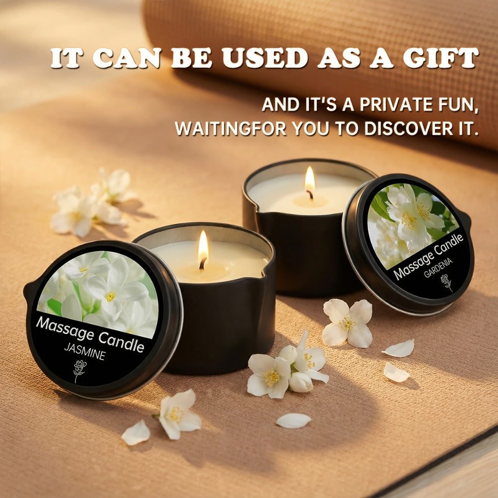 Massage Oil Candle 2-in-1 Soy Wax Scented Candle with Essential Oil — Moisturizing Warm Body Lotion for Spa Pedicure Relaxation Aromatherapy Gift for Women 2oz Multiple Scents