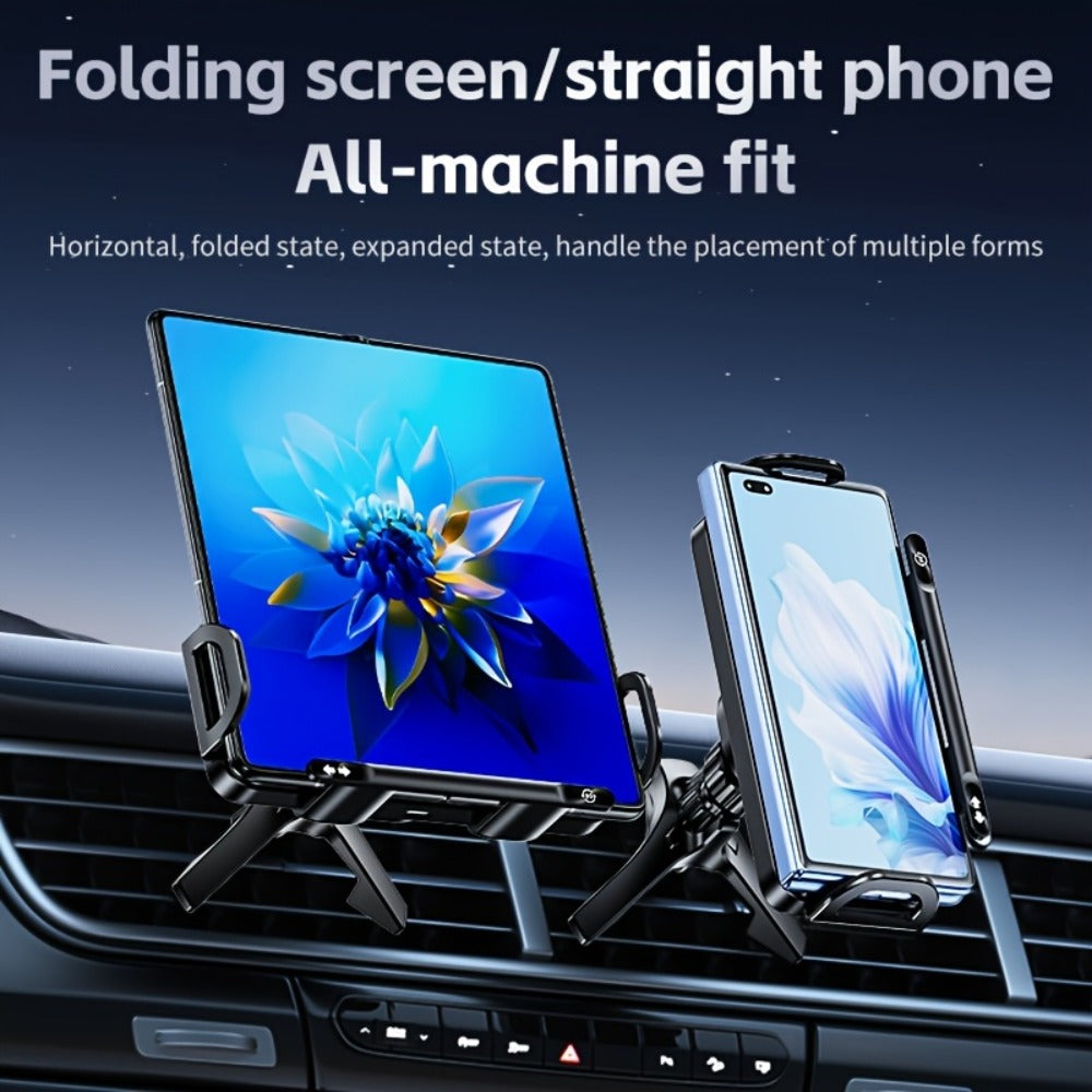 Folding Phone Dual Coil Wireless Car Charger 15W Auto-Clamping 90° Rotation – Car Mount for Samsung Galaxy Z Fold 6 5 4 3, Z Flip 5 4, iPhone 16 15 14 13 12 & Google Pixel 8 7 | Air Vent & Console Stand