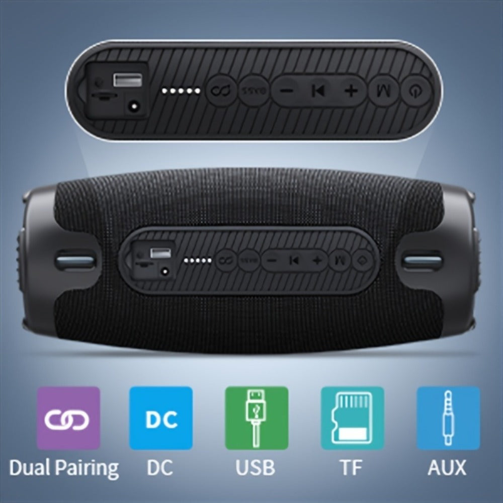 100W Portable Bluetooth Boombox Speaker IPX7 Waterproof with Deep Bass Subwoofer, 12H Playtime, EQ, USB Playback & LED Lights for Outdoor Party, Camping, Beach — Great Gift for Men & Women