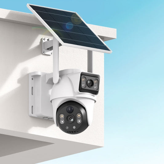 4K Solar Security Camera Outdoor Wireless – 360° PTZ Dual Lens PIR Motion Detection, Full Color Night Vision, Spotlight Siren Alarm, Two-Way Audio WiFi Camera for Home, Farm & Ranch