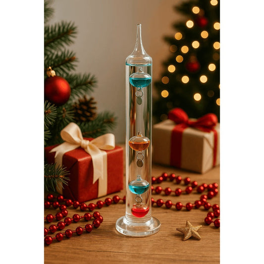 Galileo Thermometer with Multicolor Floating Glass Spheres, 9.5-Inch Indoor Display