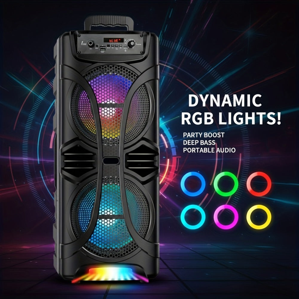 PA Speaker Karaoke Machine 3000W with Dual 6.5" Woofers – Bluetooth Wireless, FM Radio, Party Lights, Wired Microphone Included, Portable Boombox for Parties, Events & Outdoor Use