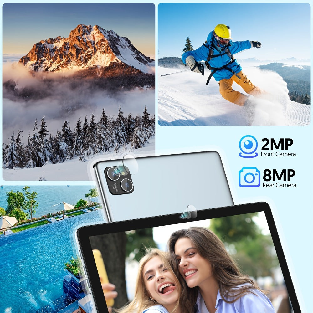 128GB Tablet Android 14 10 Inch 11 Inch 8GB RAM 8000mAh Battery Octa-Core WiFi 6 1TB Expandable 8MP Dual Camera FHD IPS Display Optional Keyboard Set – Grey & Green