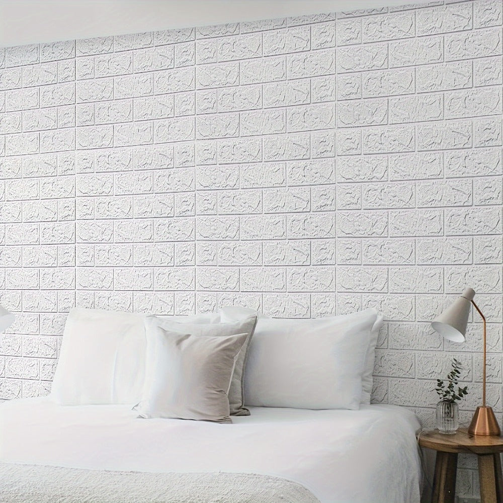 3D Foam Brick Wall Sticker 100 Pieces Self Adhesive Waterproof Soft Wallpaper Panel for Living Room Bedroom Bathroom Kitchen Home Decor White Rock Black Rock Red Marble Flower