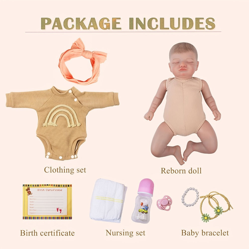 20-Inch Sleeping Reborn Baby Doll with Soft Cloth Body and Feeding Set