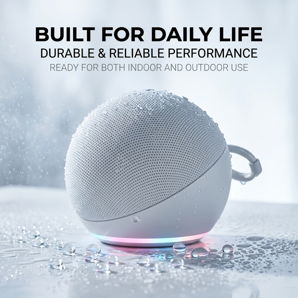 Spherical Bluetooth Speaker with RGB LED Light – Wireless Subwoofer, TWS Stereo Pairing, Portable Base, 360° Surround Sound, Globe Shape Wireless Speaker for Home, Desktop & Holiday Gifts