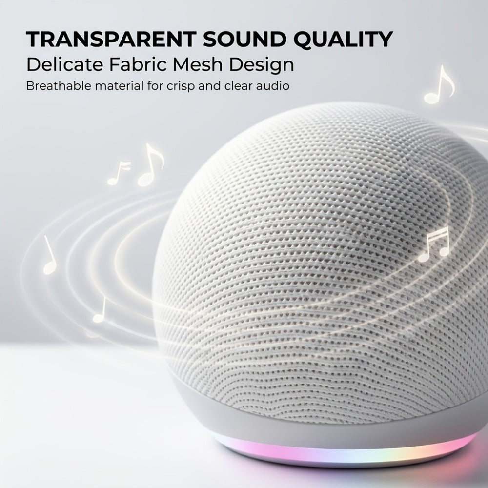 Spherical Bluetooth Speaker with RGB LED Light – Wireless Subwoofer, TWS Stereo Pairing, Portable Base, 360° Surround Sound, Globe Shape Wireless Speaker for Home, Desktop & Holiday Gifts