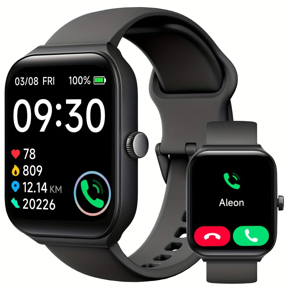 Alexa Built-in Smartwatch 1.95 Inch 360p Large Screen 100+ Sport Modes Wireless Calling Step Counter Sleep Tracker Health Monitoring USB Rechargeable Wristband Compatible with Android iPhone – Black