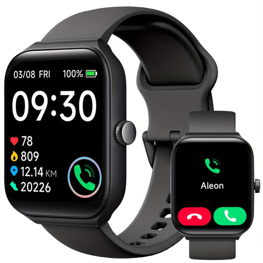 Alexa Built-in Smartwatch 1.95 Inch 360p Large Screen 100+ Sport Modes Wireless Calling Step Counter Sleep Tracker Health Monitoring USB Rechargeable Wristband Compatible with Android iPhone – Black