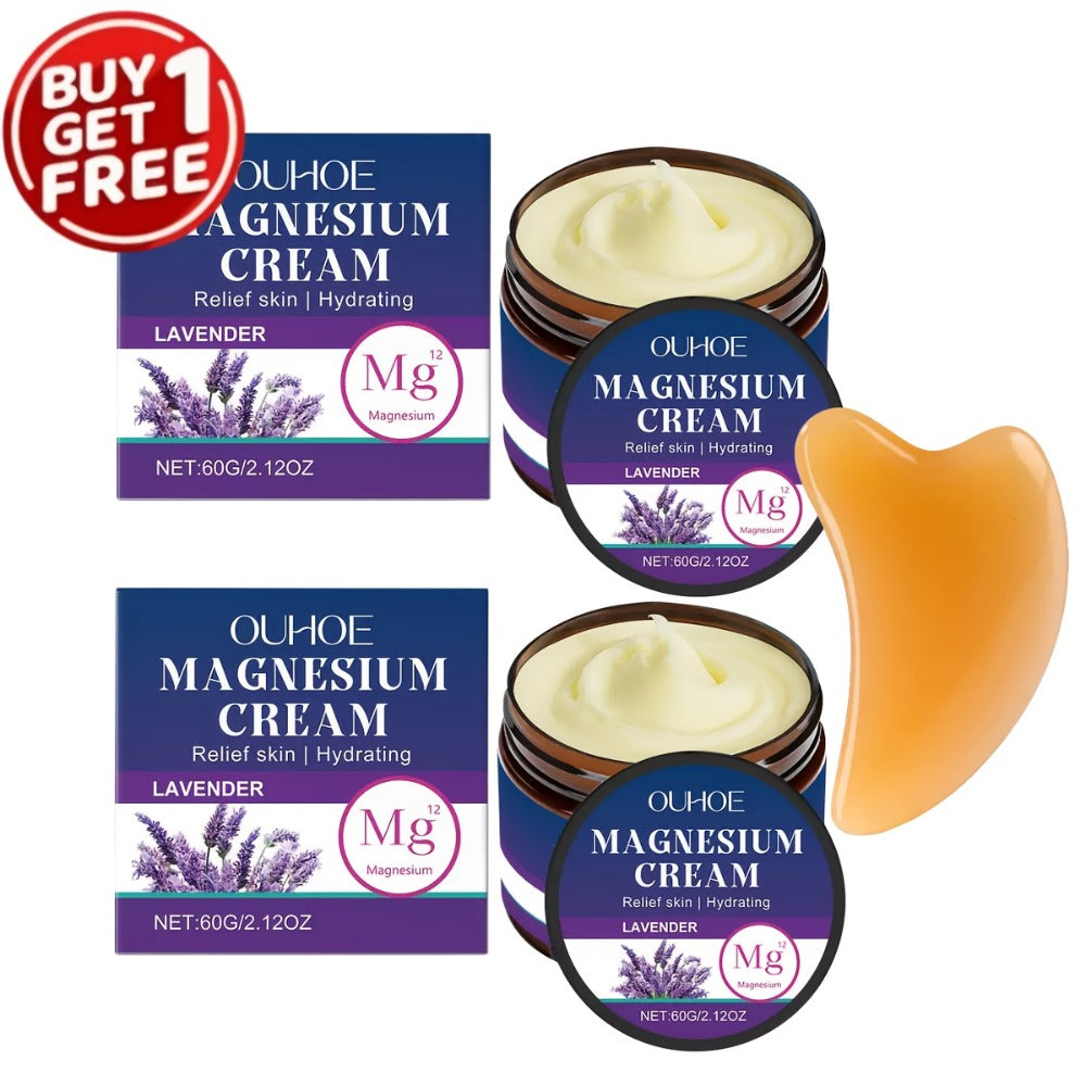 Magnesium Lavender Body Cream BOGO Buy One Get One Free - Plant Squalane Muscle Relief Massage Lotion Long-Lasting Hydration for Athletes Seniors Daily Moisturizer