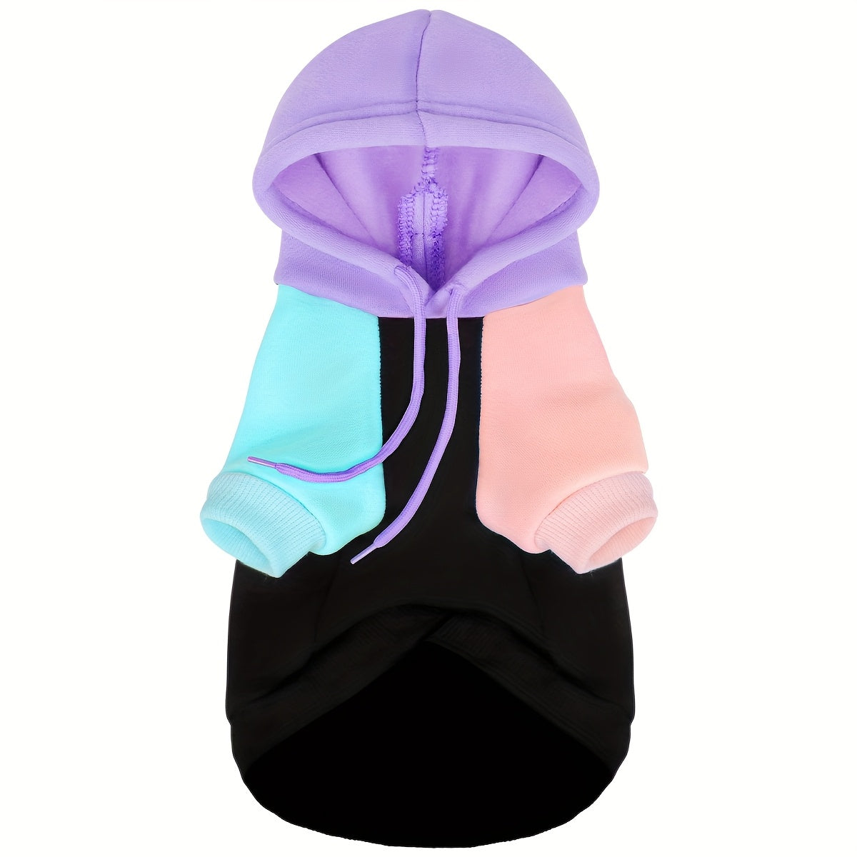 Color-Block Dog Hoodie with Drawstring Hood and Ribbed Cuffs, Sizes XS–4XL