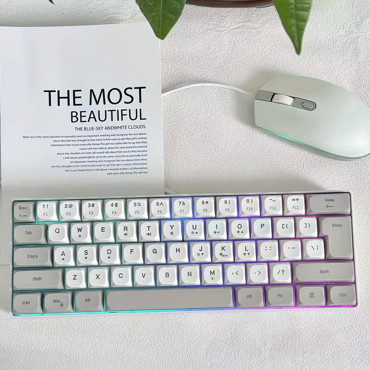 RGB Gaming Keyboard 68 Key Wired Mechanical Feel with RGB Backlight Film Switch Keycap Detachable Cable Compact TKL Layout for Gaming Office PC – 61/68 Key Multi-Color Options (K701)