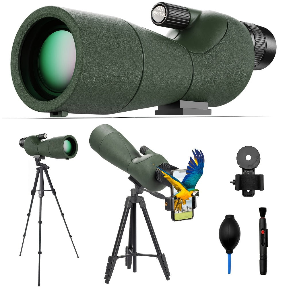 25-75x60 Spotting Scope with Tripod, Carrying Bag & Smartphone Adapter | High-Power Variable Zoom Scope for Target Shooting, Hunting, Bird Watching & Outdoor Sports – Best Gift for Dad