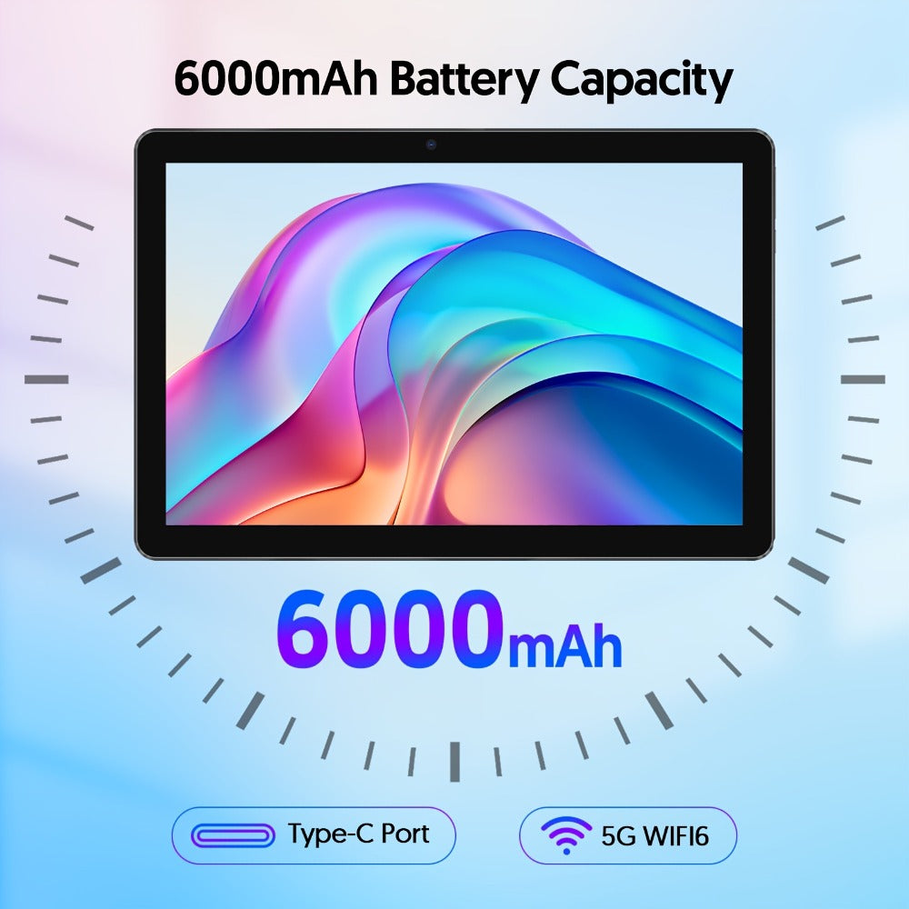Android 13 Tablet 10 Inch 6000mAh Battery 7GB RAM 64GB ROM 1TB Expandable Storage Quad-Core Processor 8MP Dual Camera 1280x800 IPS Display WiFi Tablet with Protective Case – Blue