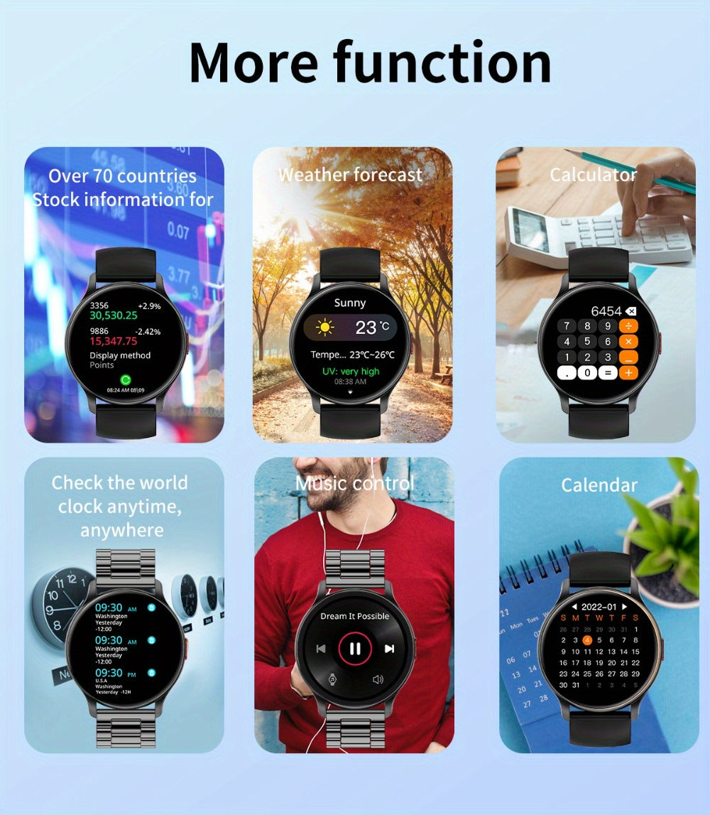 AMOLED Smartwatch for Men SENBONO 1.43" HD Bluetooth Calling, 100+ Sport Modes, DIY Custom Watch Face, Heart Rate Sleep Blood Oxygen Tracker, Long Battery, Black Mesh Steel Band – iOS Android Smart Watch