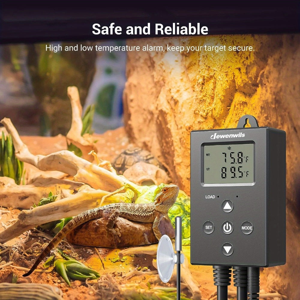 Digital Temperature Controller Thermostat Outlet Heating Cooling Mode 14°F-140°F LCD Display Buzzer Alarm 120V 10A 1200W for Freezer Greenhouse Reptile Aquarium Incubator Home Brewing