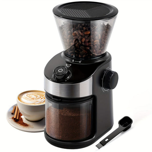 Electric Burr Coffee Grinder, 25 Grind Settings, Digital Timer Display, Black