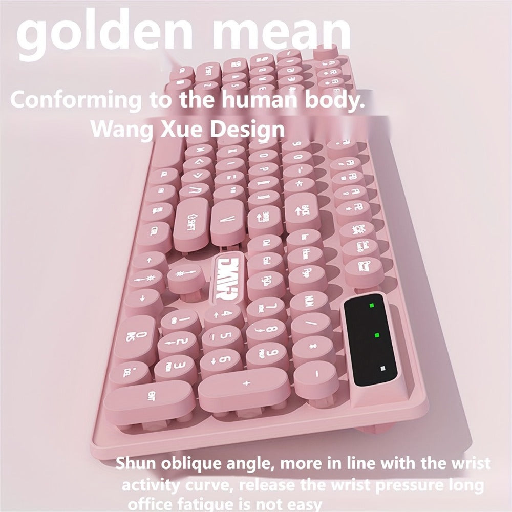 Retro Punk Keyboard and Mouse Set 104 Keys Silent Mechanical Feeling 6D Macro Mouse USB Wired Ergonomic Design for PC Laptop Desktop Gaming Office Home Creative Workstation
