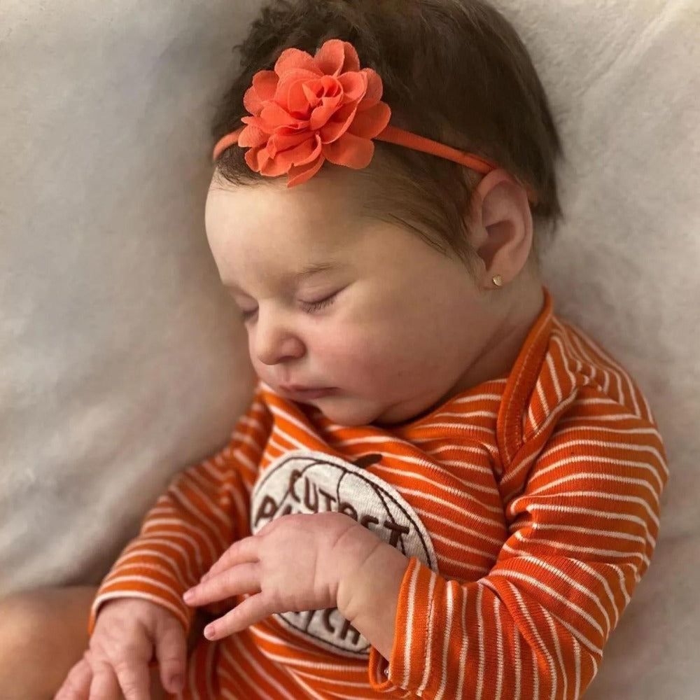 20-Inch Sleeping Reborn Baby Doll with Hand-Rooted Hair and Cloth Body