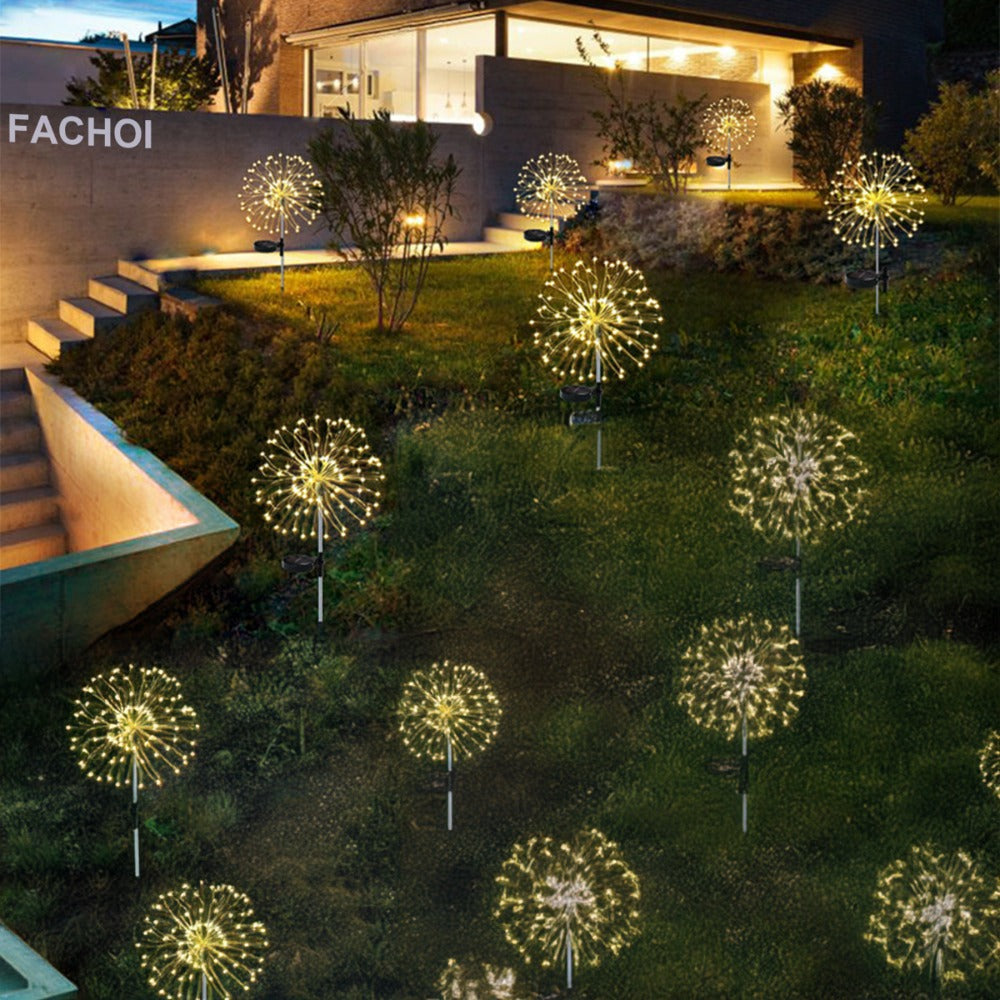 Solar Firework Lights Outdoor Smart Sensor 8 Modes – 90 280 420 520 LED Garden Starburst Lights for Patio Walkway Pathway Party Wedding Warm White Multicolor 1 4 6 8 12 Pack