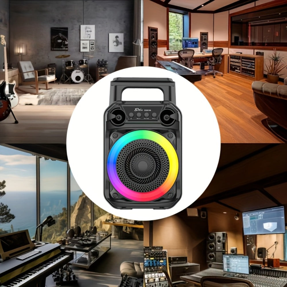 Portable Wireless Karaoke Speaker with Microphone & Bass Boost, TWS Stereo Sound, TF/SD Card Player, Type-C Charging, PA System for Outdoor Street Karaoke Parties Singing Computer DVD