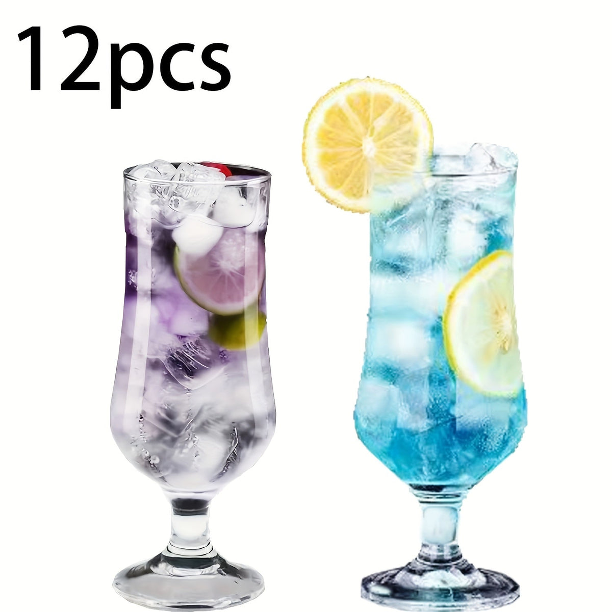 Highball Glasses Set of 12 – 13 Oz Crystal Tumbler for Mojito, Tom Collins, Cocktails & Whiskey – Non-Slip Bar Glassware for Water, Juice & Hot or Cold Drinks – Perfect for Holidays & Entertaining