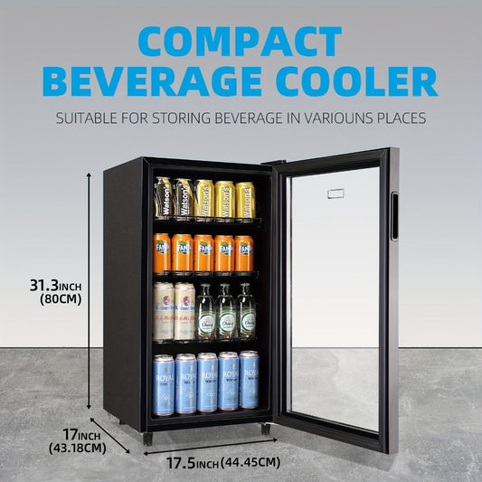 Beverage Refrigerator with Glass Door, LED Lighting & Shelves, 2.0/3.5/4.0 Cu Ft