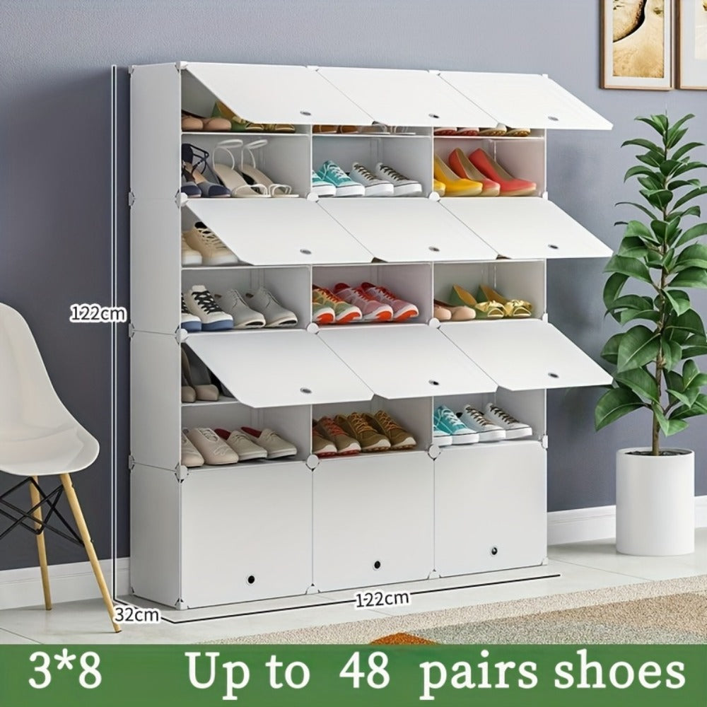 Shoe Rack Organizer Free Standing – Shoe Storage Cabinet for Boots, Slippers & High Heels | 2×6 / 3×8 Tier Shoe Shelf for Closet, Bedroom, Entryway & Hallway | White, Translucent & Black Options