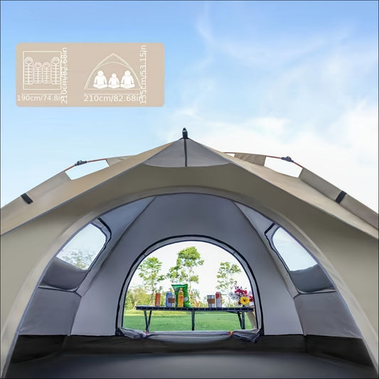 Pop-Up Camping Tent with Dual Doors, 1–3 or 3–4 Person and Optional Windows