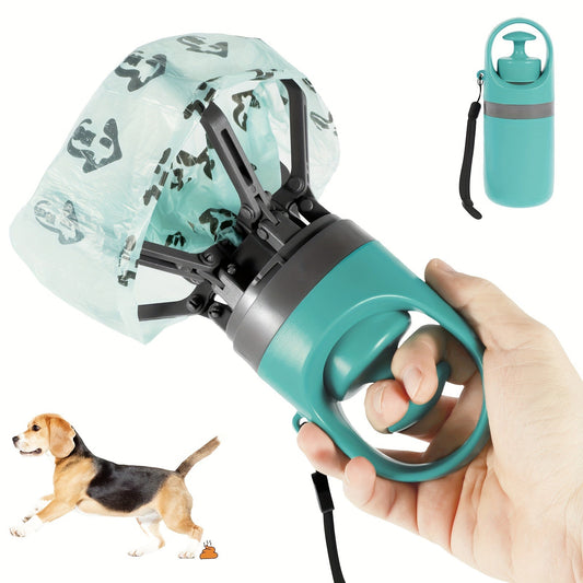 Dog Poop Scooper with Bag Dispenser, Green Claw-Style 5-Pack