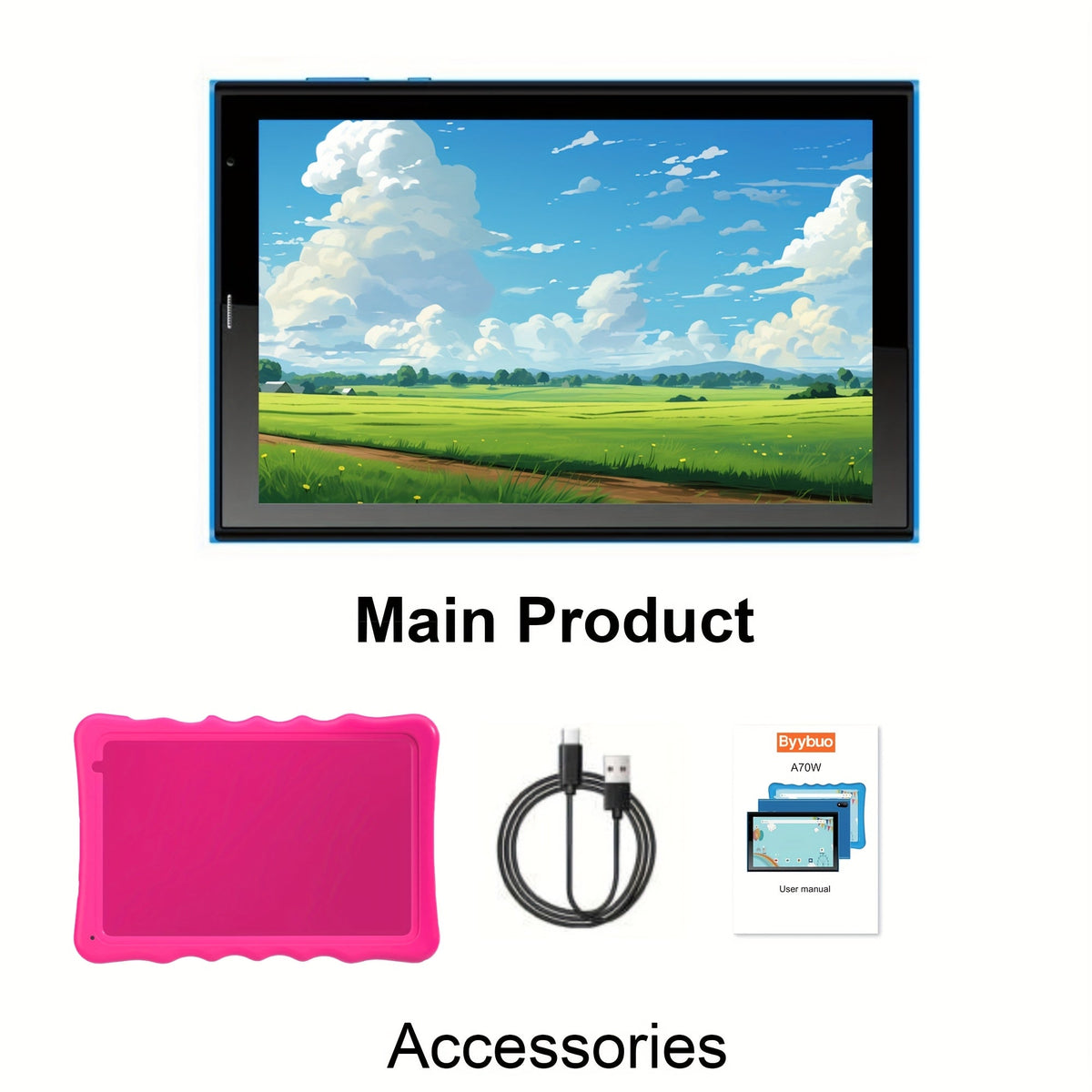 Kids Tablet 10.1 Inch Android 13 with 4GB RAM 32GB, 6000mAh Battery, Dual Camera, WiFi, Bluetooth, Parental Controls & Shockproof Case – Learning Tablet Gift for Boys & Girls, Blue / Pink