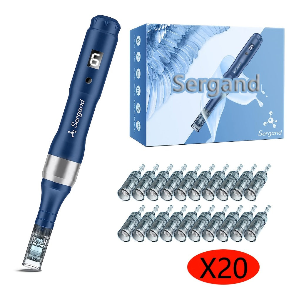 Electric Derma Pen Microneedling Device – Professional 6-Speed Wireless Adjustable Dermapen with 20pcs Replacement Cartridges, Anti-Aging Skin Rejuvenation Microneedle Pen for Face & Body, Gift for Women
