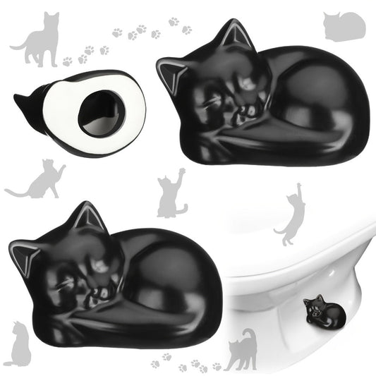 Toilet Bolt Caps, Black Cat Ceramic 2-Pack for Decorative Bathroom Hardware