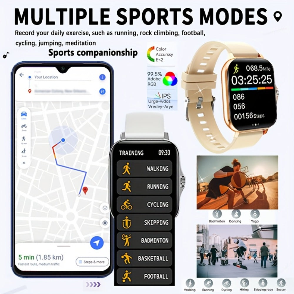 Unisex GPS Smartwatch 1.83" Full Touch – Wireless Calling, Music Playback, Remote Camera Control, Multi-Sport Fitness Tracker, Message Alerts, Pink Silver Gold – Android & iPhone Gift Watch