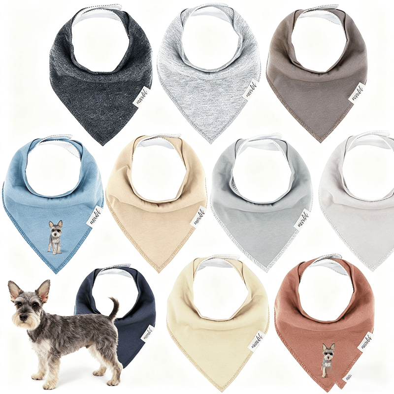 Pet Bandana Scarf 10 Pack for Dogs Cats, Small Triangle Bib Neckerchief Solid Color Adjustable Saliva Towel Strong Water Absorption Easy to Put On and Clean for Puppy Kitten Small Pets