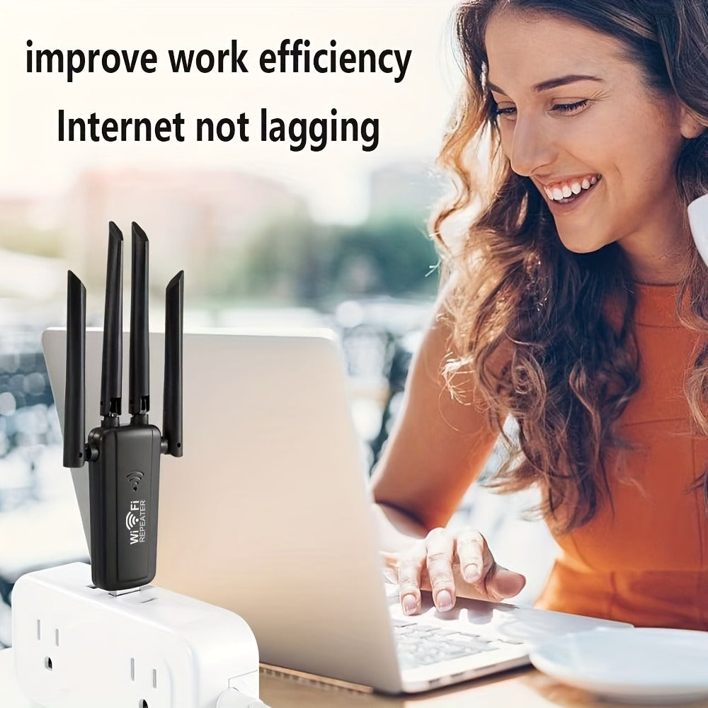 300Mbps WiFi Extender Plug-In Wall Design - Wireless Repeater & Signal Booster for Home Office, Apartment, Basement, Garage, Easy WPS Setup, 2.4GHz Wide Coverage, No Dead Zones