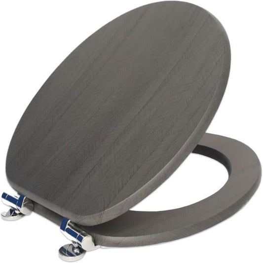 Round Toilet Seat, Slow-Close, Dark Gray, 19-Inch, Quick-Release Hinges
