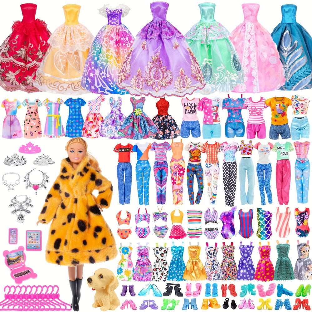 11.5-Inch Fashion Doll Set with 16 Outfits, Shoes and Accessories