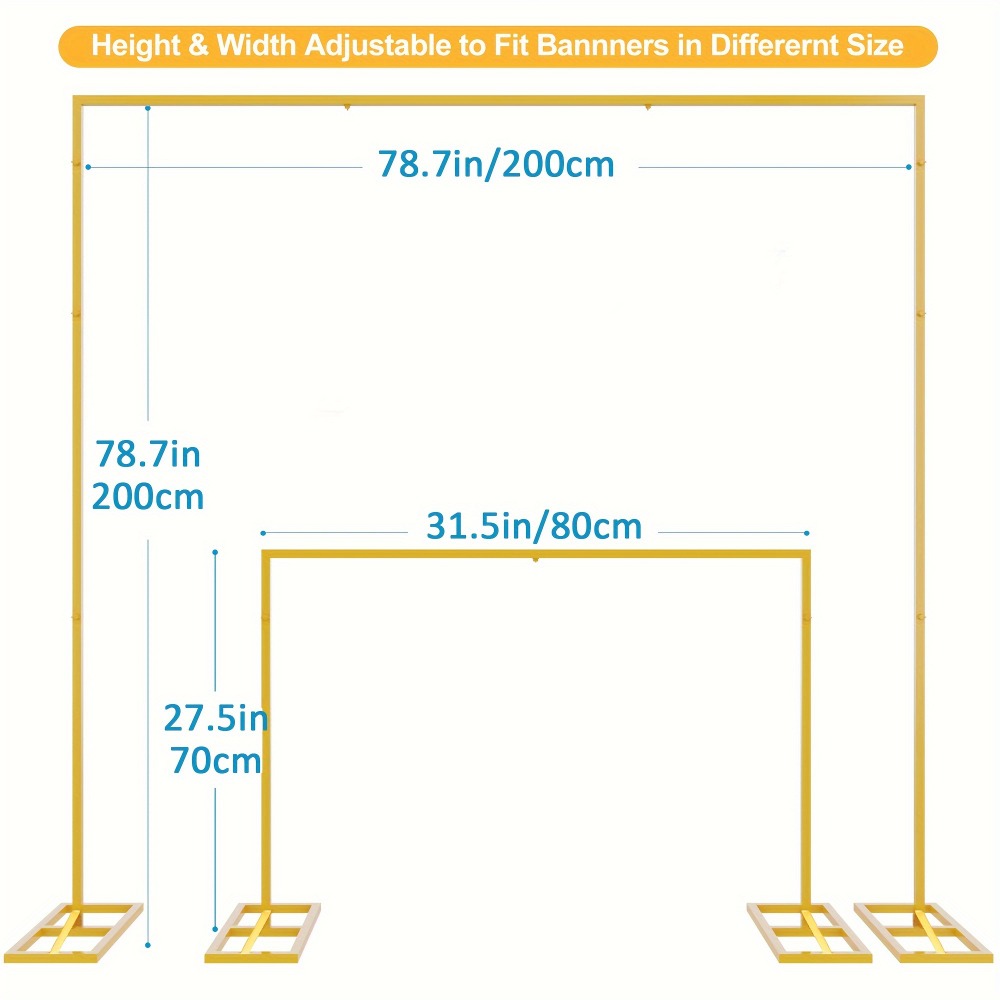 Premium Square Backdrop Support Stand | Flexible Portable Rectangular Metal Frame for Wedding Ceremony, Birthday Party, Photo Booth Background, Garden Arch & Event Decoration