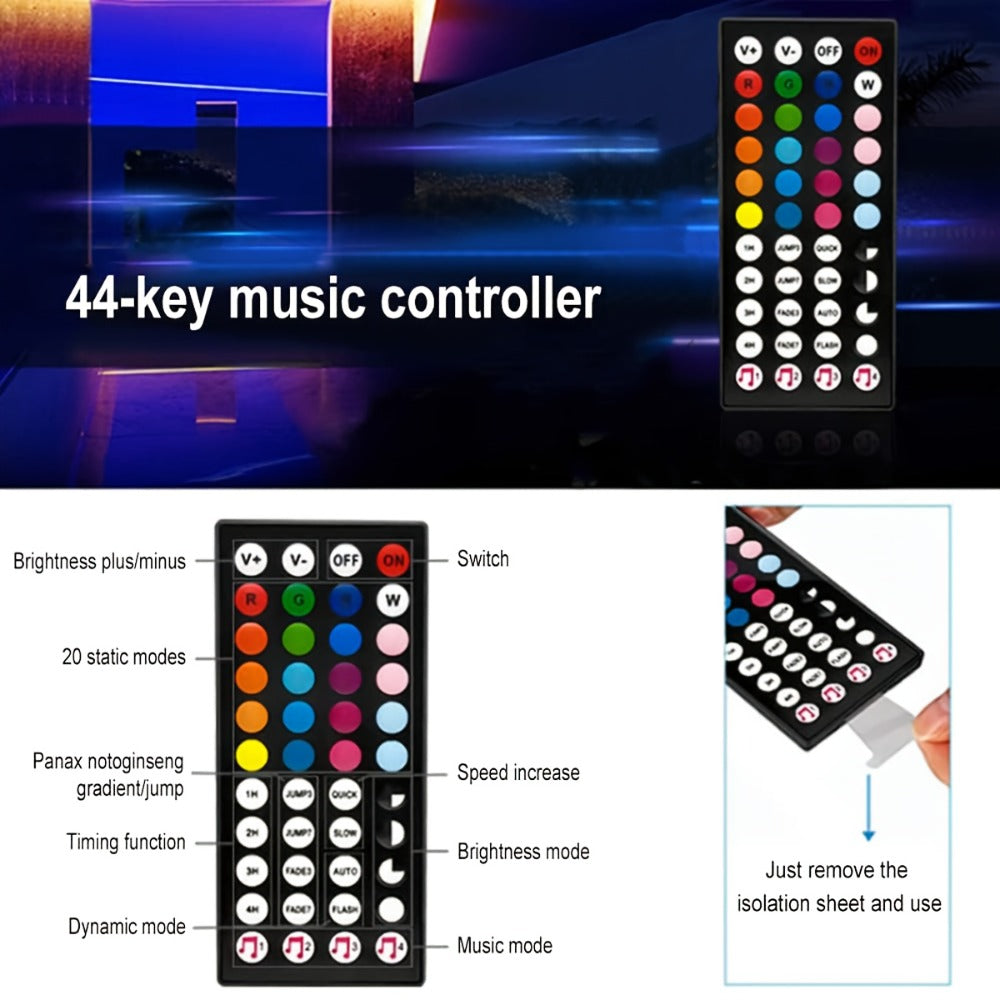 RGB LED Strip Lights Music Sync 5050 Color Changing LED Lights for Bedroom with App Remote Control 40 Key IR 16 Million Colors Dimmable Smart LED Light Strip Kitchen Gaming Room Party Decor 10m 20m 30m