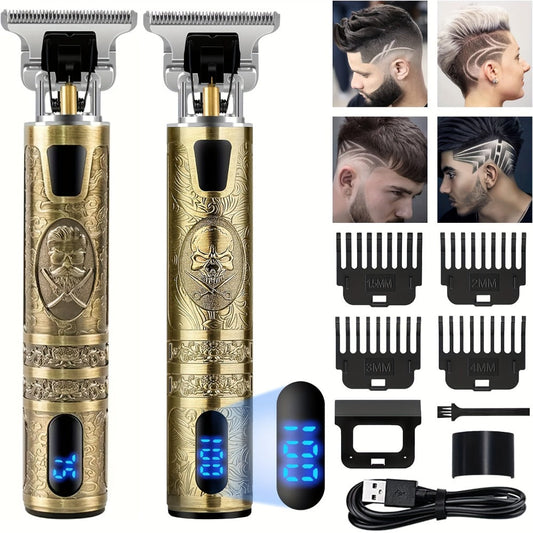 Cordless T-Blade Hair Clipper with LCD Display and USB Charging, Bronze