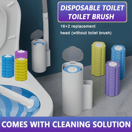 Disposable Toilet Brush Sets and Refill Heads with No-Touch Release